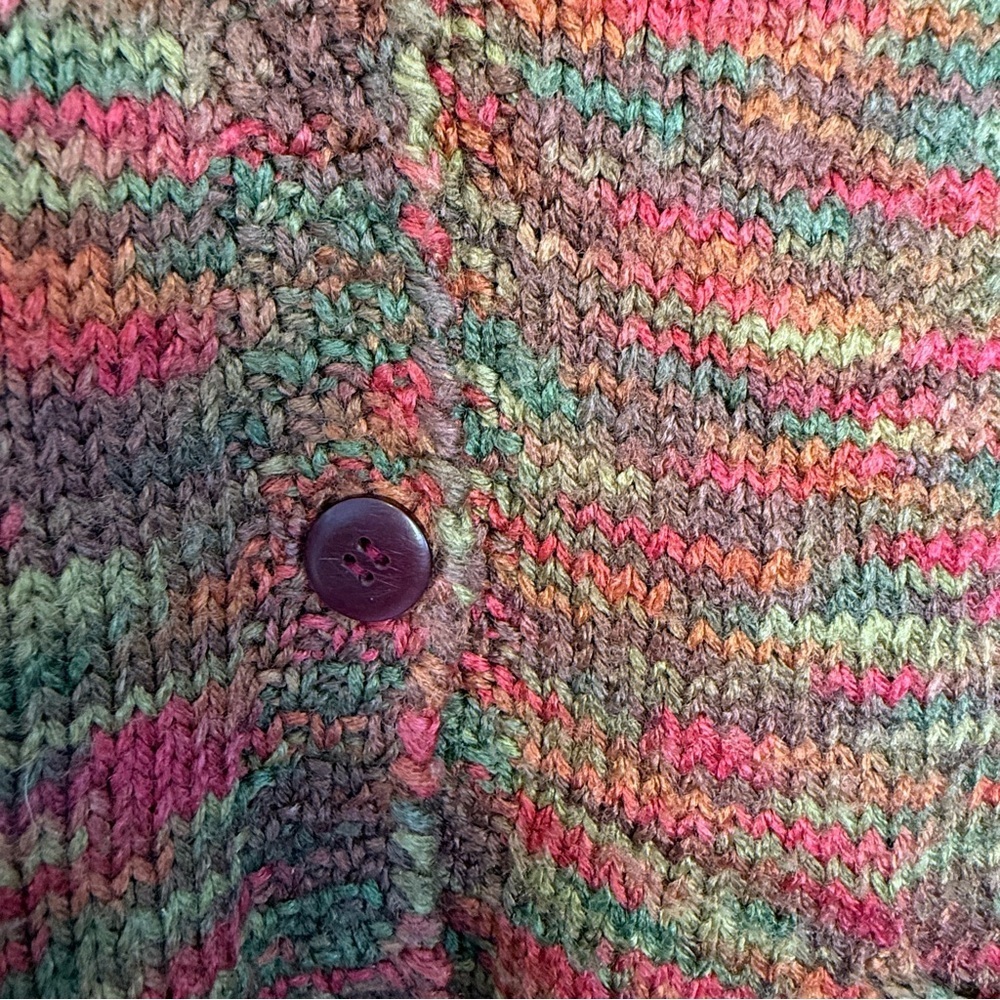 Multicolor Hand-Knit V-Neck Button Vest - Picture 5 of 11